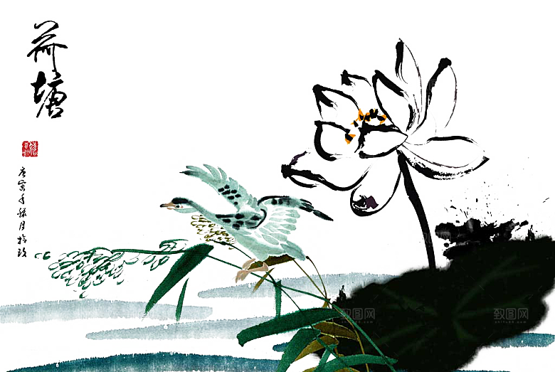 免抠植物古风花草插画元素