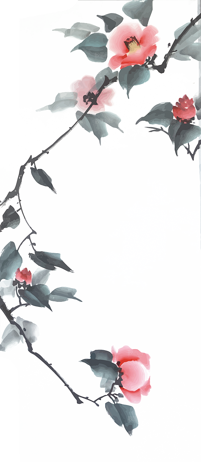 免抠植物古风花草插画元素