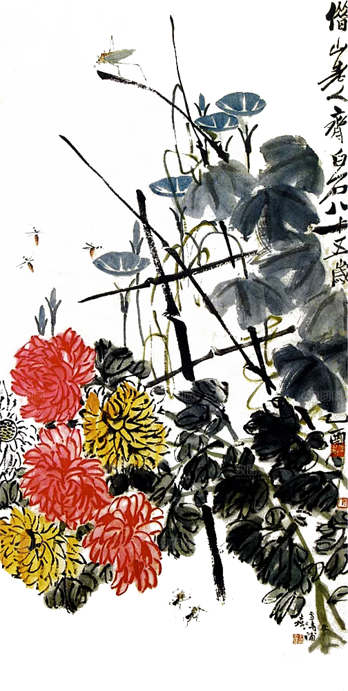 免抠植物古风花草插画元素