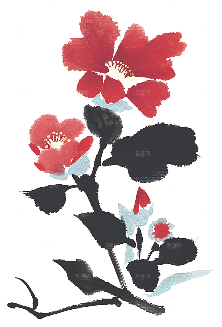 免抠植物古风花草插画元素