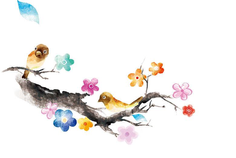 免抠植物古风花草插画元素