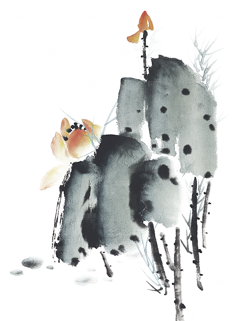 免抠植物古风花草插画元素