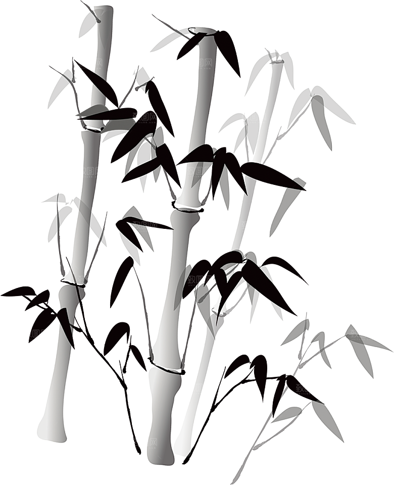 免抠植物古风竹子插画元素