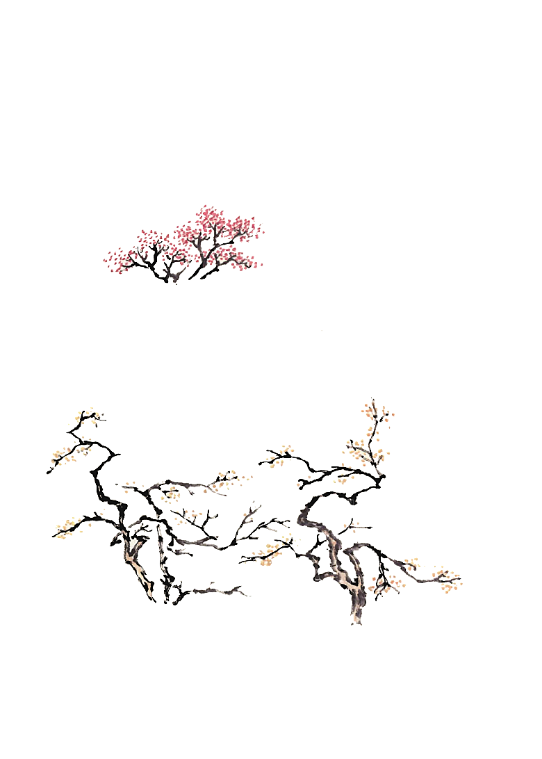 免抠植物古风树木插画元素