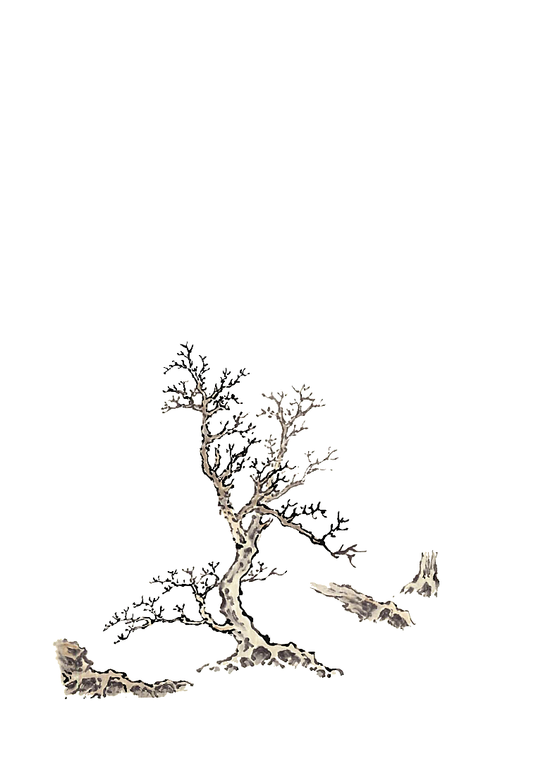 免抠植物古风树木插画元素
