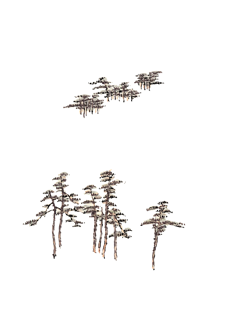 免抠植物古风树木插画元素