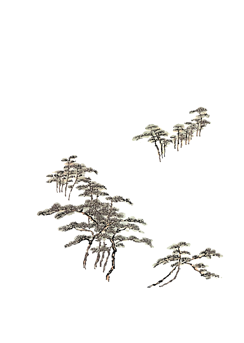免抠植物古风树木插画元素