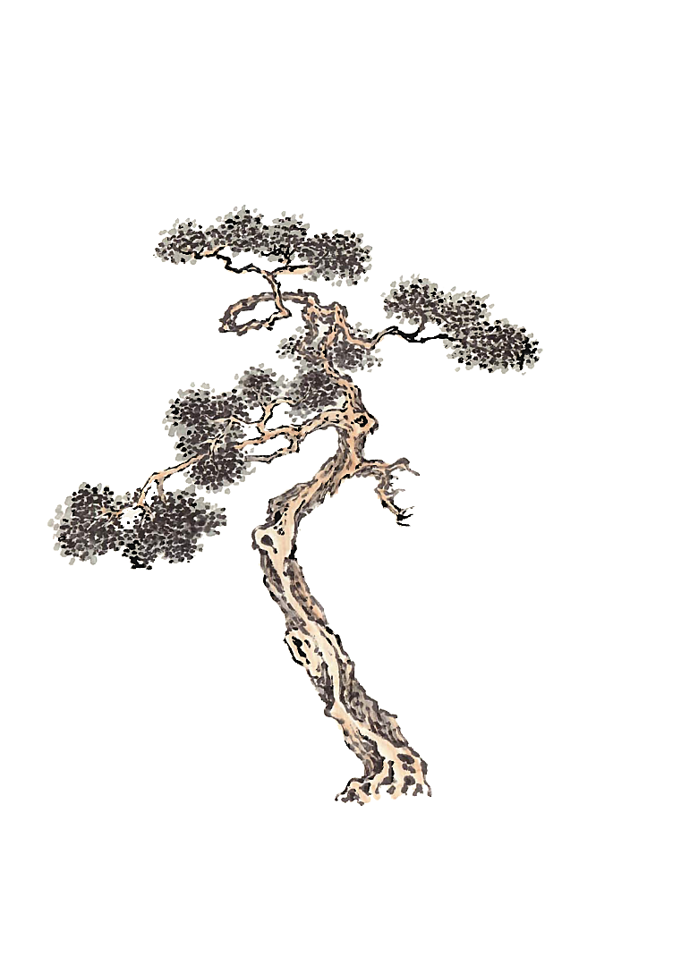 免抠植物古风树木插画元素