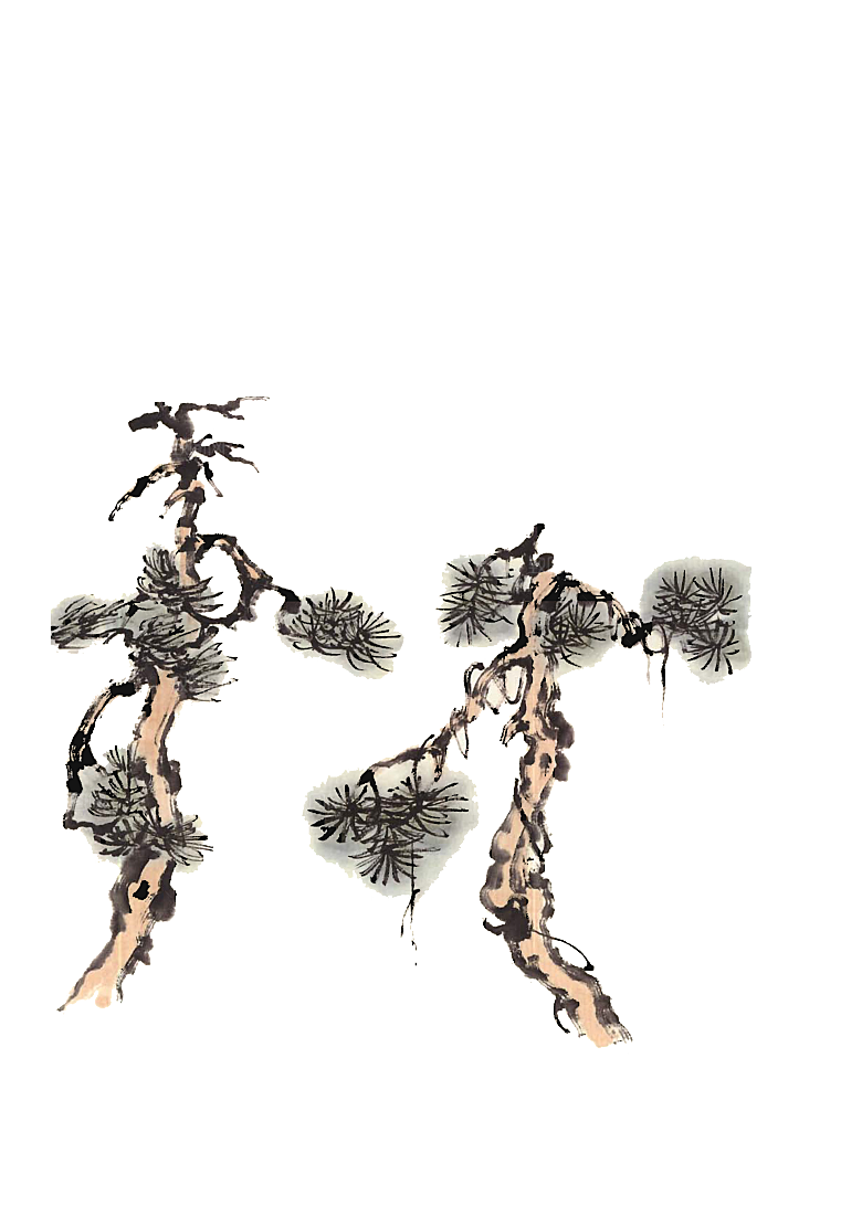 免抠植物古风树木插画元素