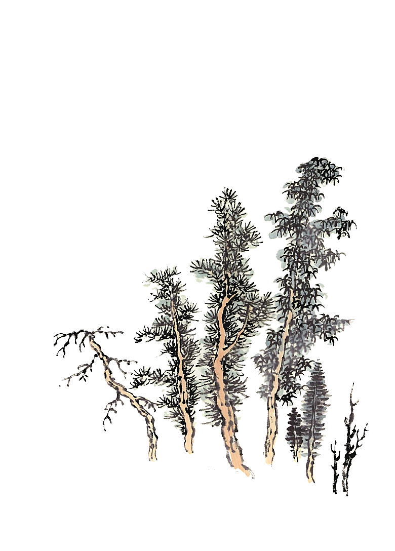 免抠植物古风树木插画元素