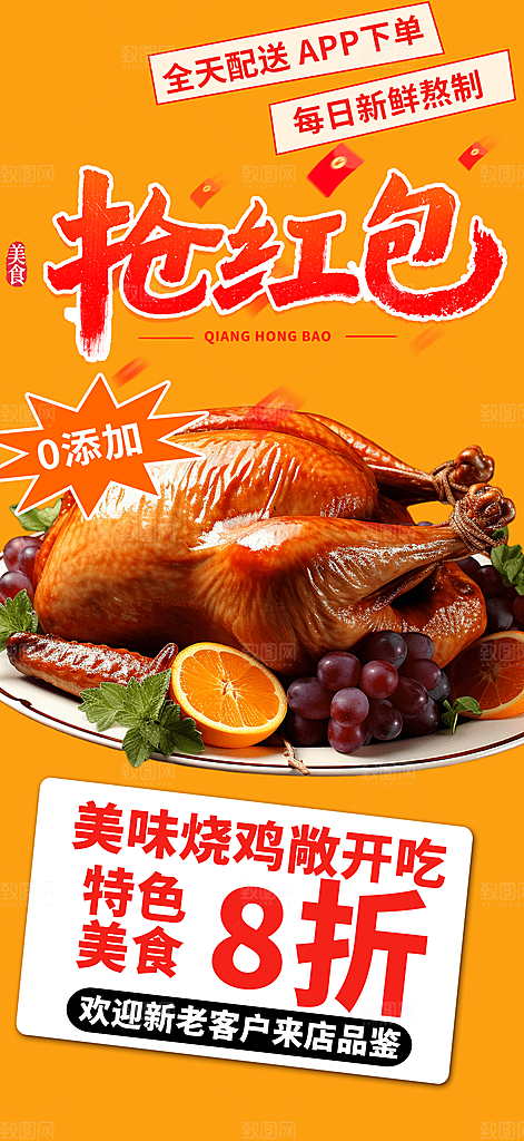 美食促销活动周年庆海报