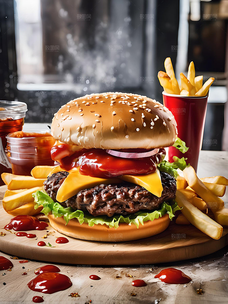 美食汉堡高清图片