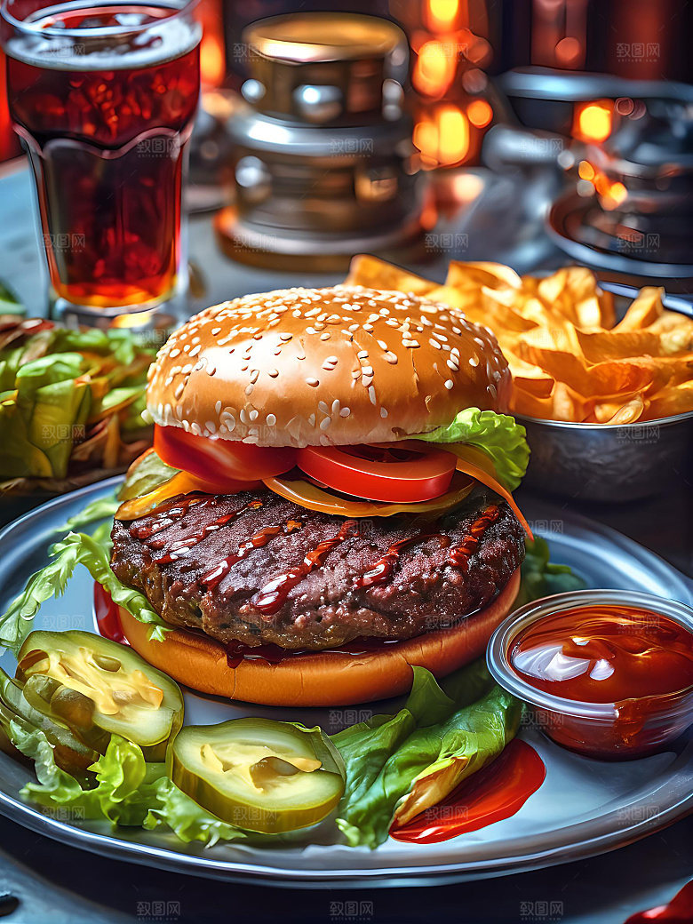 美食汉堡高清图片