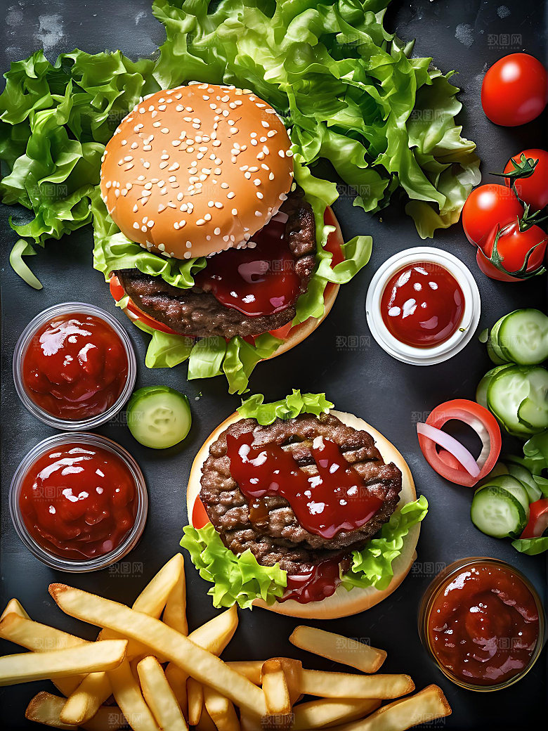 美食汉堡高清图片素材