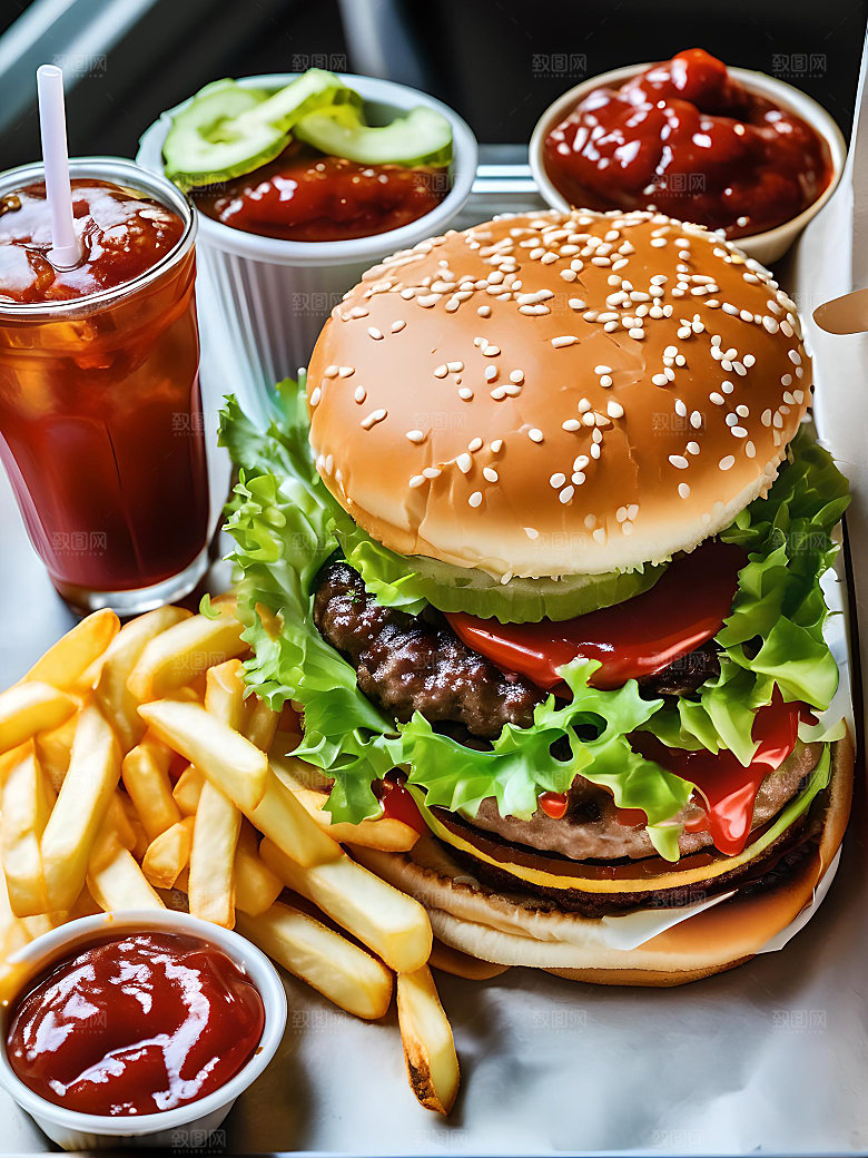 美食汉堡高清图片