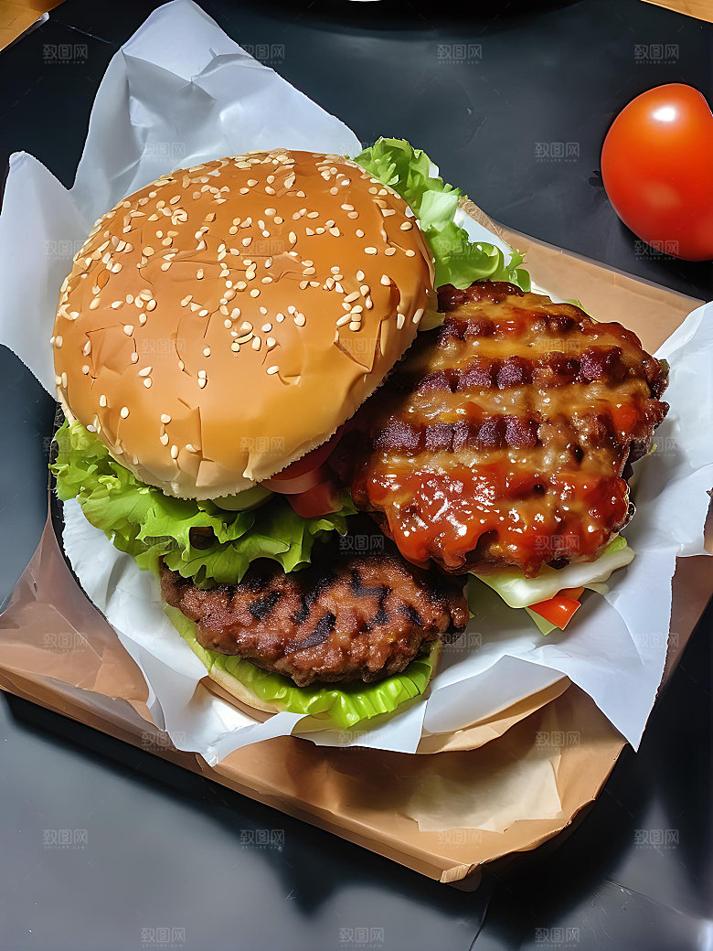 美食汉堡高清图片