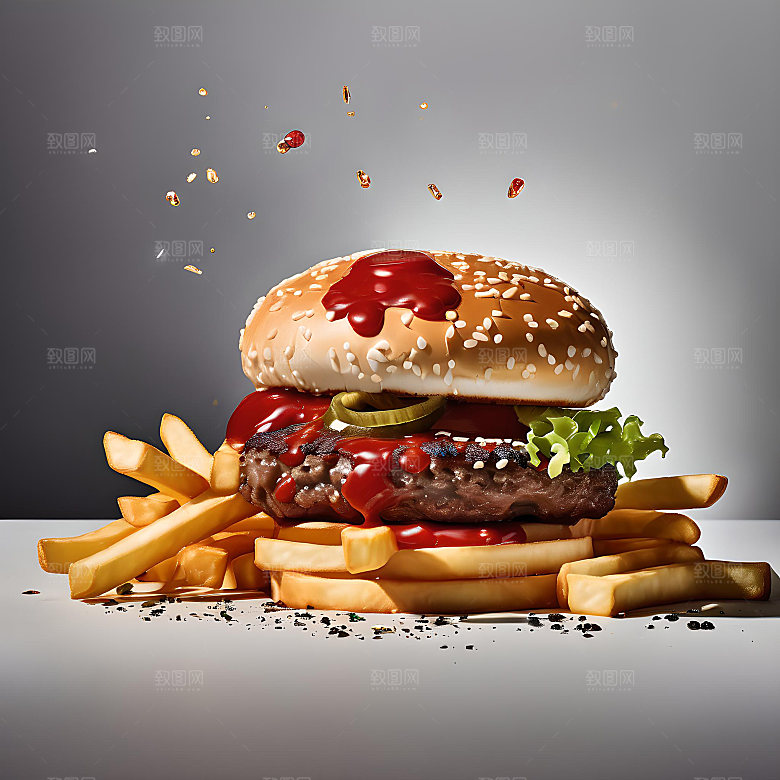 美食汉堡高清图片素材