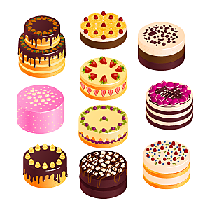 甜点蛋糕插画元素设计