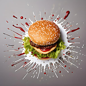 美食汉堡高清图片素材