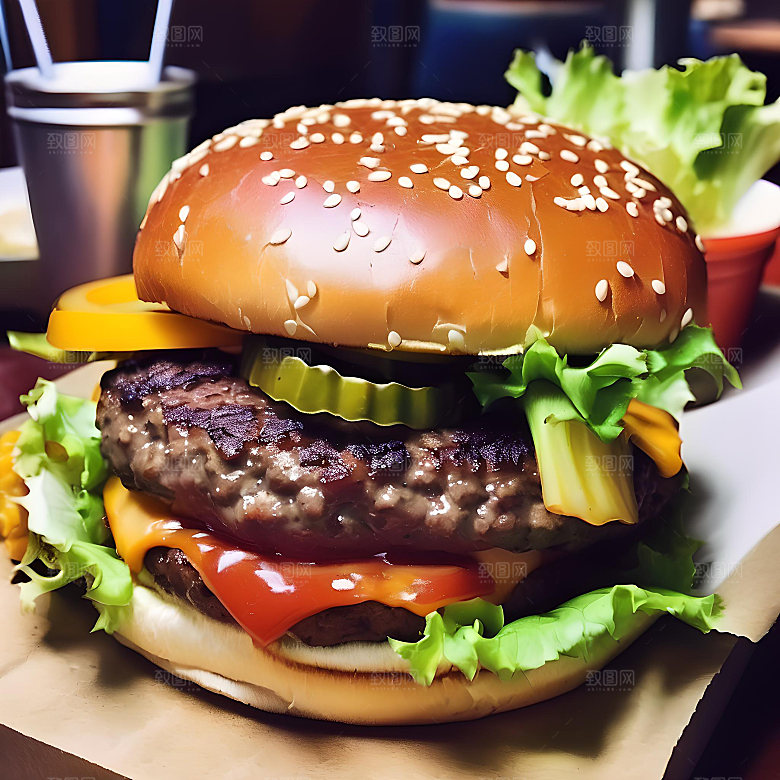 美食汉堡高清图片素材
