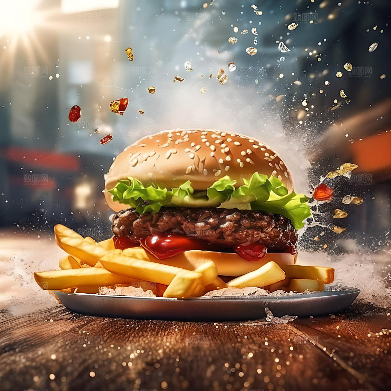 美食汉堡高清图片