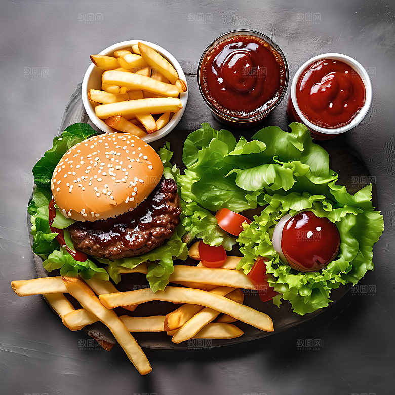 美食汉堡高清图片