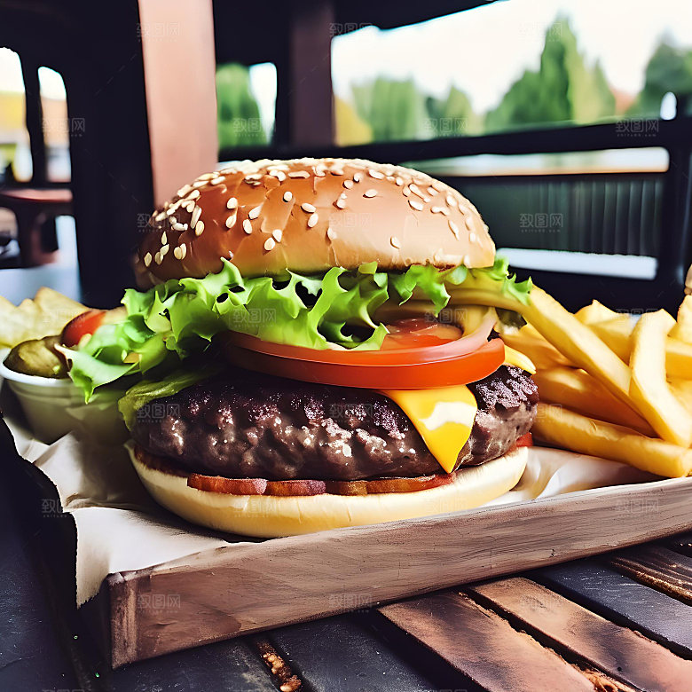 美食汉堡高清图片素材