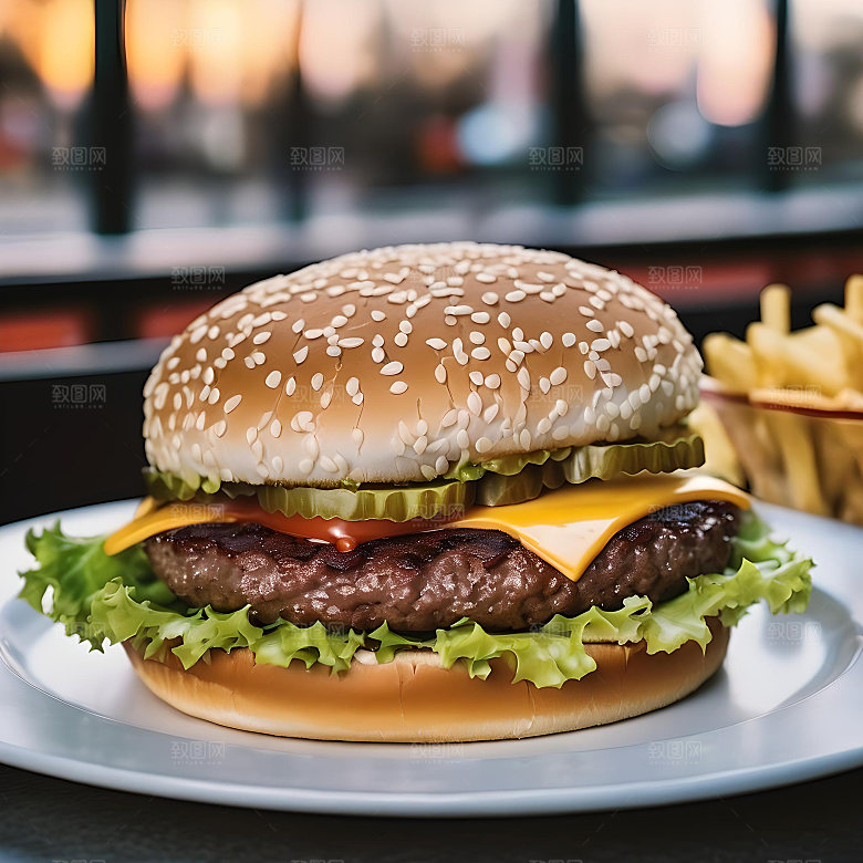 美食汉堡高清图片