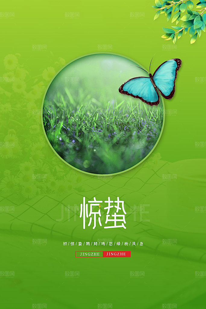 简约小清新唯美惊蛰海报