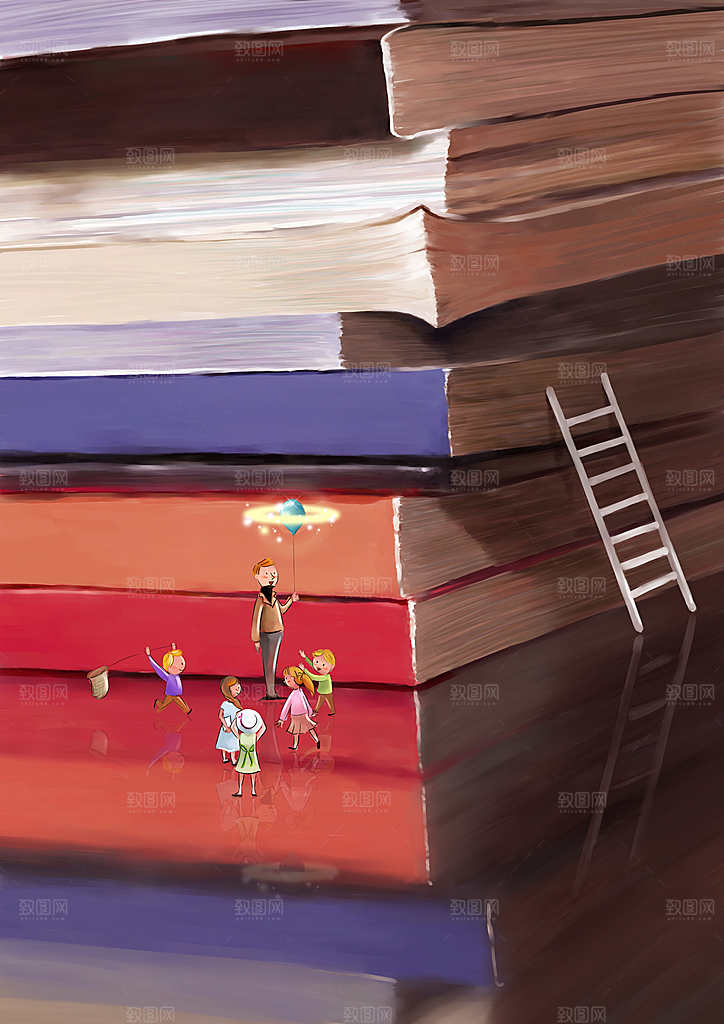 惬意情景卡通精美插画素材