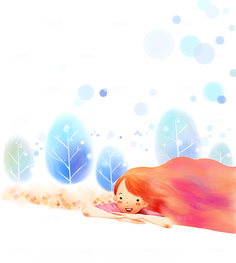 惬意情景卡通精美插画素材