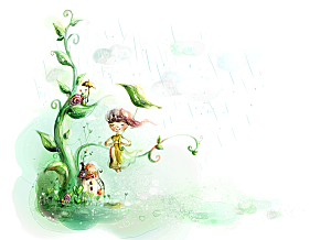 惬意情景卡通精美插画素材