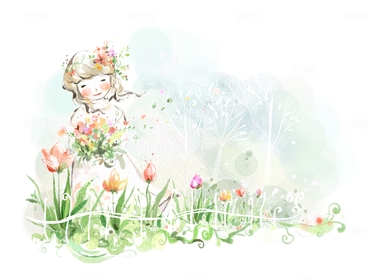 惬意情景卡通精美插画素材