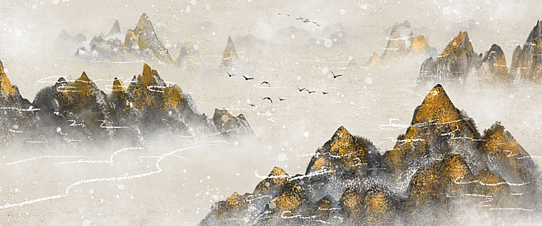 中国风古风山水插画素材