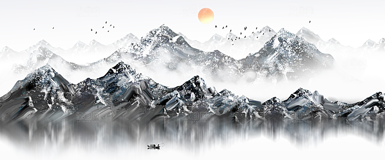 中国风古风山水插画素材