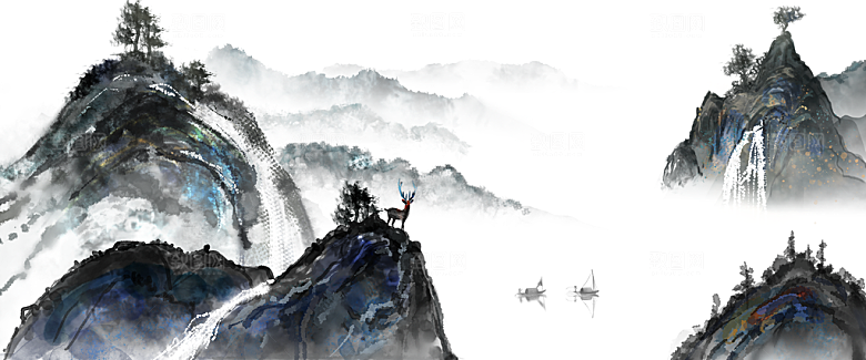 中国风古风山水插画素材