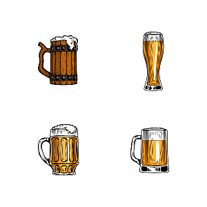 啤酒手绘卡通元素