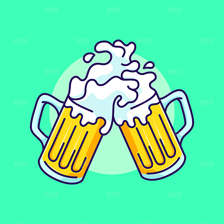 复古手绘啤酒元素