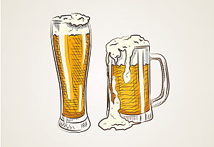 啤酒复古手绘图片卡通