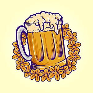 啤酒复古手绘插画设计
