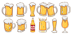 啤酒卡通插画素材设计