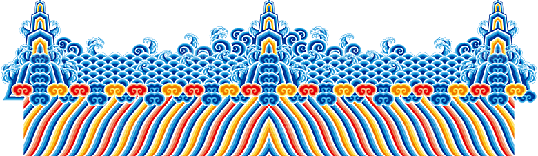 免抠古风水墨建筑插画PNG元素