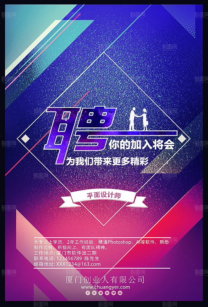 招聘招贤纳士海报模板