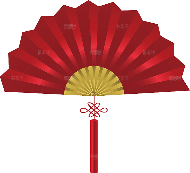 古风扇子装饰素材设计元素