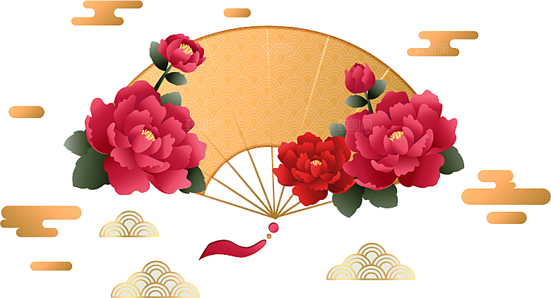 古风扇子装饰素材