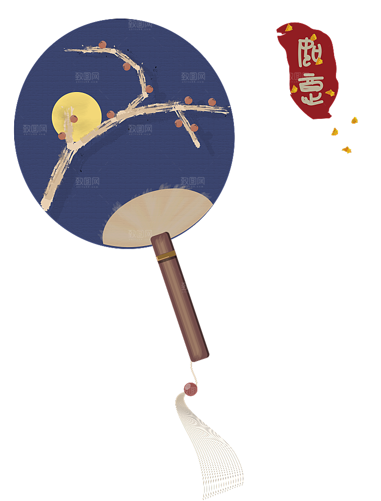 古风扇子装饰素材元素