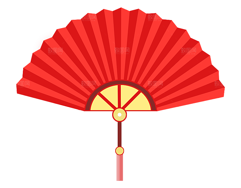古风扇子装饰素材设计元素