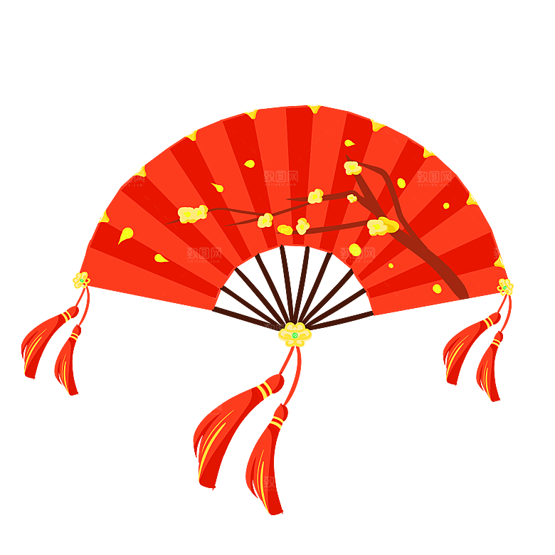 中国风古典扇子装饰素材