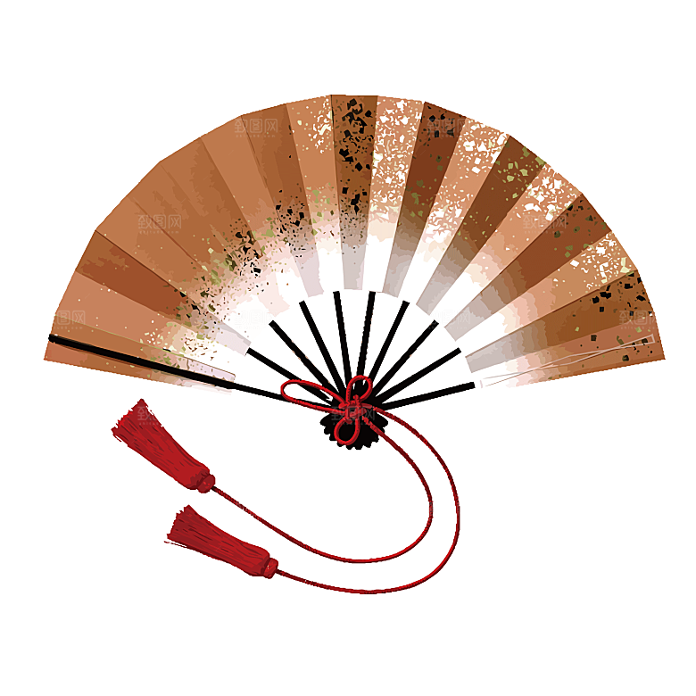 中国风复古扇子装饰素材