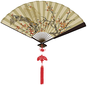 中国风复古扇子装饰素材